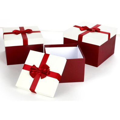 8x Boxen 3er Set Geschenk Dekoration Quadratisch Verpackung Aufbewahrung Kisten