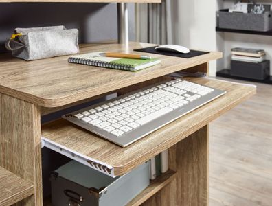 Wohnling Computertisch WL1.171 94x90,5x48,5 cm Sonoma Schreibtisch Modern