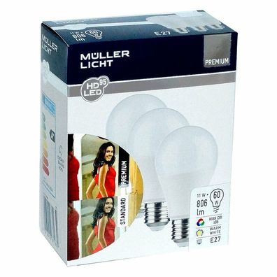 Müller-Licht LED 5x3 Leuchtmittel Birnenform 11W E27 matt 806lm warmweiß