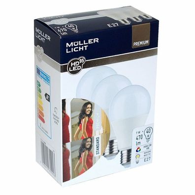 Müller-Licht LED 5x3 Leuchtmittel Birnenform 7W E27 matt 470lm Ra95 Flicker-Free