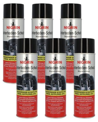 6x PACK Nigrin Unterbodenschutz SprayDose Bitumen Schwarz Korrosionsschutz Auto
