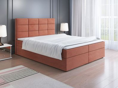 FURNIX Boxspringbett Volantis 140x200 Bettkasten Topper AT030-5 Orange