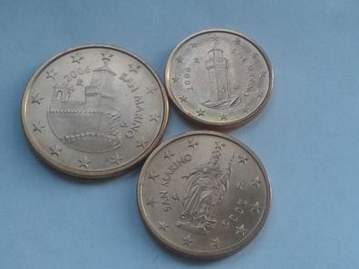 1,2,5 cent 2006 San Marino Kursmünzen unc. - 1 cent,2 cent,5 cent 2006 San Marino