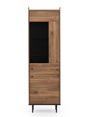 FURNIX Hochvitrine Vasinie Highboard mit 2 Türen Brandy-Castello-Holz