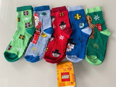 Jungen Mädchen Socken Kinder Multipack Multipack 5er Lego Weihnachtssocken