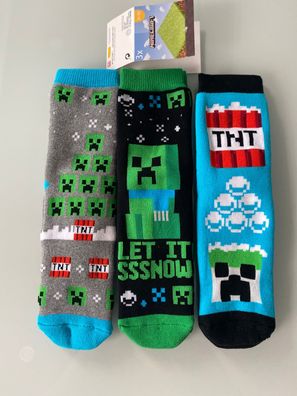 Jungen Minecraft Socken Multipack Multipack 3er Weihnachtssocken Gr. 31-33