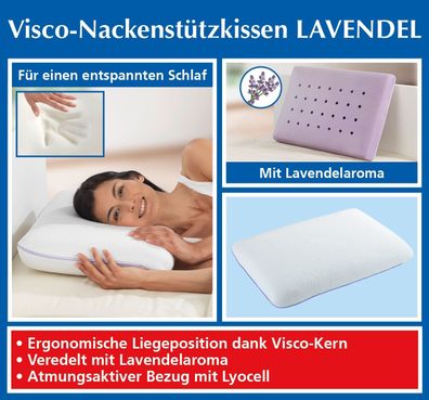 Visco Nackenstützkissen Lavendel B: 60 cm x H: 12 cm x T: 40 cm