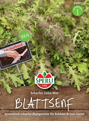 Blattsenf Scharfer Zahn Mix (Saatband), aromatische scharfe Mischung aus roten ...