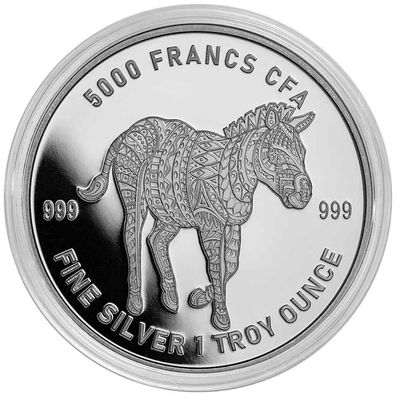 Mandala Tschad Zebra 2022 1 oz 999 Silber Silbermünze 5000 Francs