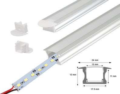 1 Meter LED Alu Profil Schiene Aluminium Leiste Unterputz inkl. LED Alu Strip ...