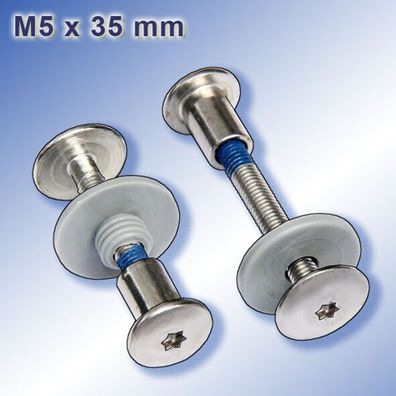 100 Sicherheits-Balkonschrauben-Set M5 x 35 mm V2A TRESPA Edelstahl A2 Schrauben