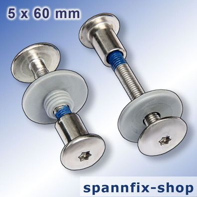 100 Sicherheits-Balkonschrauben-Set M5 x 60 mm V2A TRESPA Edelstahl A2 Schrauben