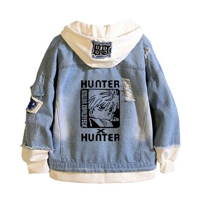 Herren Hunter×Hunter Muster#02 Kapuze Jeansjacke Hoodie Mantel Sweatshirt jacket