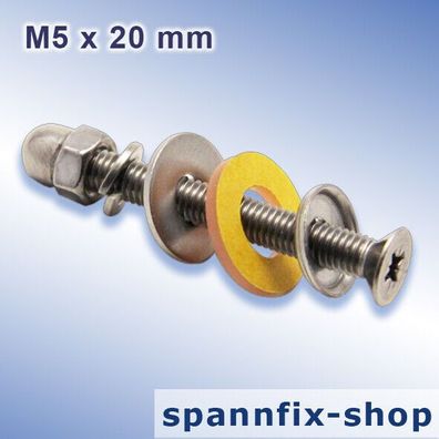 100 TRESPA-Balkonschrauben-Set M5 x 20 mm aus A2 TRESPA Edelstahl VA2 Schrauben