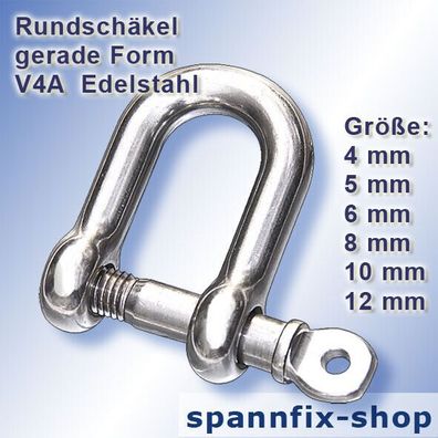 Rundschäkel Schäkel gerade Form A4 Edelstahl Schnappschäkel V4A Shackle Niro