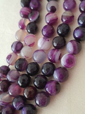 Natürliche Achat Edelstein Perlen Strang facettiert 8mm violett (Gr. 8mm)