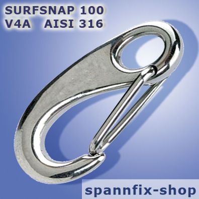 Karabinerhaken Surfsnap 100 mm Karabiner Haken A4 Edelstahl Bootsport Yachtsport