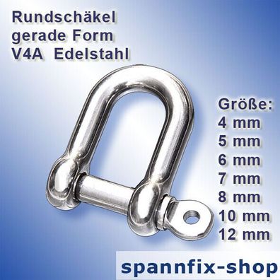 Rundschäkel Schäkel gerade Form A4 Edelstahl Shackle Niro Schnappschäkel V4A