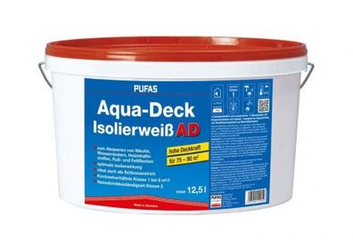 Pufas Aqua-Deck Isolierweiß AD, 12,5L Raucherfarbe - Nikotinfarben