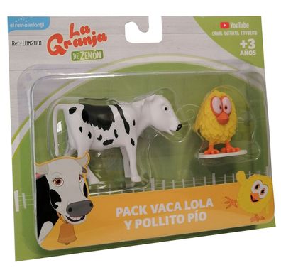 La Granja De Zenon LU82001 Kuh Lola und Küken Pio Spielfiguren Bauernhof Farm Sä