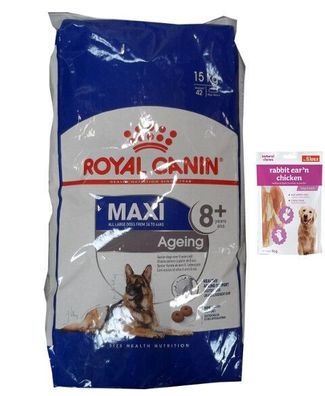 15kg Royal Canin Maxi Ageing 8+ Senior Mature + 80g Fleischsnacks