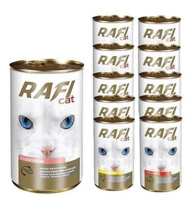 72 x 415g Rafi Cat Dosen Mix Fisch + Geflügel + Rind Nassfutter Katzenfutter