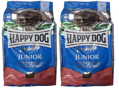 2x10kg Happy Dog Sensible Junior Lachs & Kartoffel Hundefutter