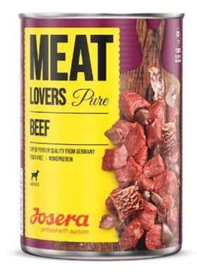 6 x 400g Josera Meat Lovers Pure BEEF Rind Monoprotein Hundefutter Dose