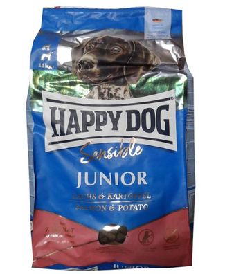10kg Happy Dog Sensible Junior Lachs & Kartoffel Hundefutter TOP