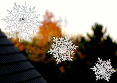 Plauener Spitze Fensterbild Weihnachten 3 Schneeflocken Fensterdekoration Winter