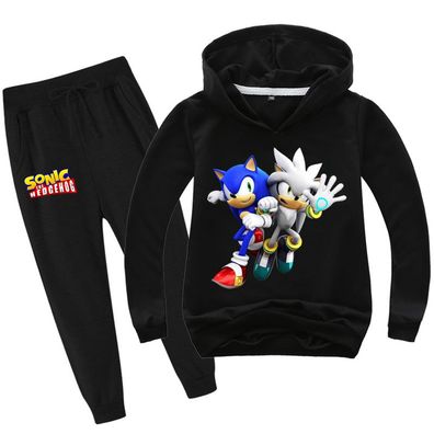 2er Set Junge Mädchen Anime Sonic Hoody Anzug Kinder Pullover Sweatshirts