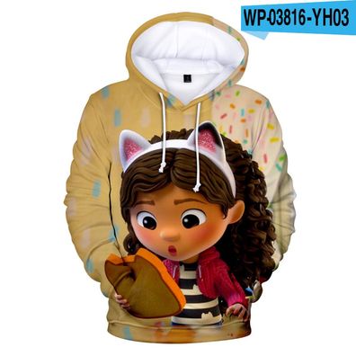 Mädchen Anime Gabby's Dollhouse 3D Druck Hoody Kinder Pullover Tide Sweatshirts