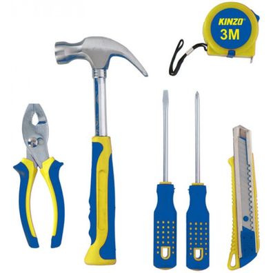 Haushalts Werkzeug Set 6-teilig Hammer Zange Messer Maßband