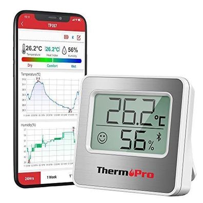 ThermoPro TP357 Bluetooth 80m Hygrometer Innen Raumthermometer Digital Mini App