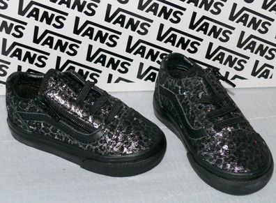 Vans OLD SKOOL ZIP K'S Canvas Kinder Schuhe Sneaker Gr 21 Metallic Leopard Black
