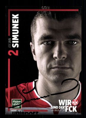 Jan Simunek Autogrammkarte 1 FC Kaiserslautern 2013-14 Original Signiert