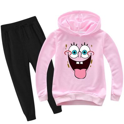2er Set Junge Mädchen SpongeBob Hoody Anzug Kinder Pullover Sweatshirts mit Hose