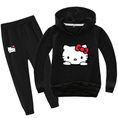 2er Set Mädchen Hello Kitty Hoodie Anzug Kinder Pullover Sweatshirts mit Hose