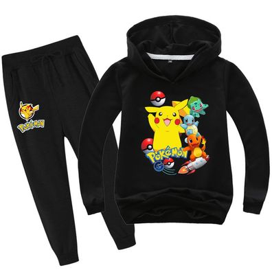 2er Set Junge Mädchen Pikachu Charmander Hoodie Anzug Kinder Pullover mit Hose