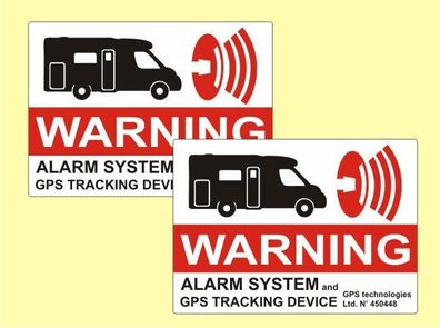 2 x Alarm Gesichert Aufkleber Wohnmobil Warnschild GPS Sticker Alarmanlage