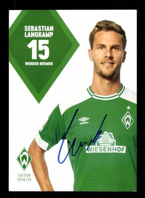 Sebastian Langkamp Autogrammkarte Werder Bremen 2018-19 Original Signiert