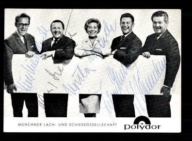 Münchner Lach- und Schießgesellschaft Polydor Karte 60er Jahre 5xSig # BC 191731