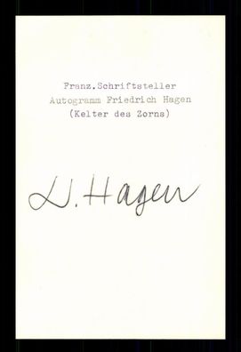 Friedrich Hagen 1903-1979 Schriftsteller Original Signiert ## BC 191663