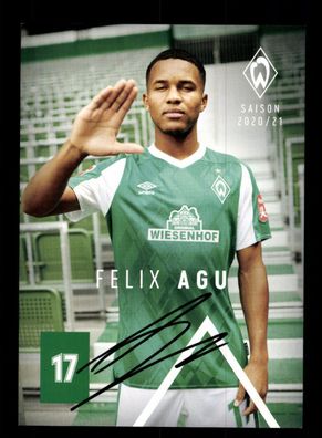 Felix Agu Autogrammkarte Werder Bremen 2020-21 Original Signiert