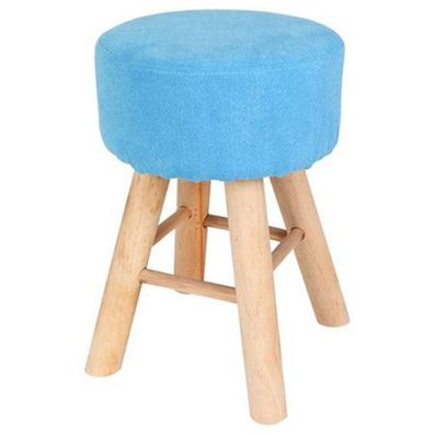 Holzhocker Hellblau Sitzhocker Polster-Hocker Fußhocker Schminkstuhl Holz