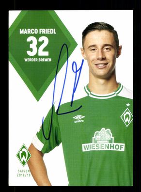 Marco Friedl Autogrammkarte Werder Bremen 2018-19 Original Signiert