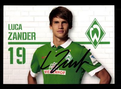 Luca Zander Autogrammkarte Werder Bremen 2014-15 Original Signiert