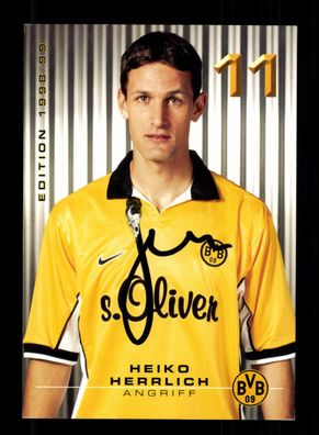 Heiko Herrlich Autogrammkarte Borussia Dortmund 1998-99 Original Signiert