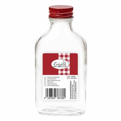 Taschenflasche weiß 100 ml mit roter Verschraubung 28 mm