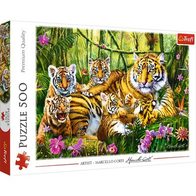 Trefl 37350 Marcello Corti Tigerfamilie 500 Teile Puzzle
